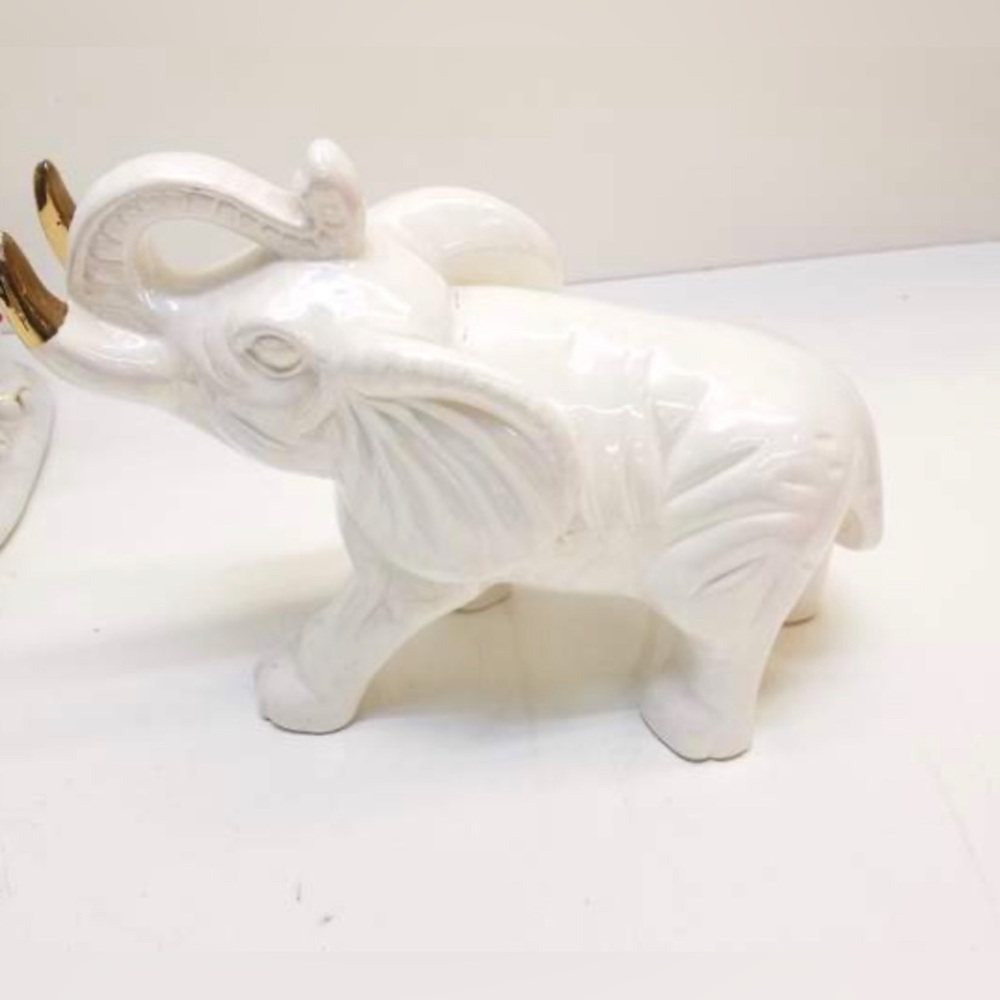 Vintage white elephant Lusterware figurine